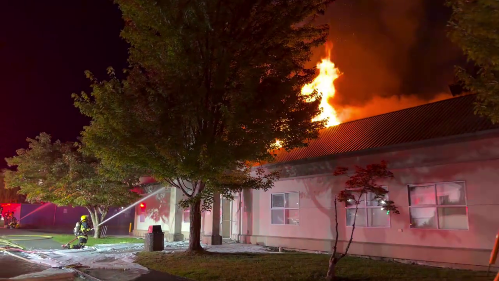 Suspicious fire collapses roof of Service BC building in Port Alberni, RCMP investigating